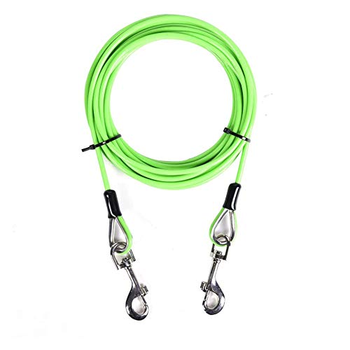 25ft Dog Tie Out Cable Galvanized Steel Wire Rope with PVC Coating for Medium Dogs up to 396Ibs, Green Gecko 25ft Dog Tie Out Cable Galvanized Steel Wire Rope with PVC Coating for Medium Dogs up to 396Ibs, Green Gecko