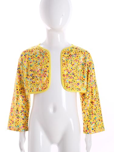 Kids Girls Boys Long Sleeve Metallic Leopard Print Cardigan Bolero Shrug Wedding Flower Girl Dress Cover Up3