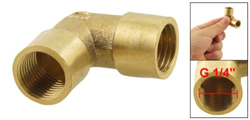 Sourcingmap G 1/4" Female Threaded 90 Degree Elbow Fitting Union Adapter Gold Tone - Image 2
