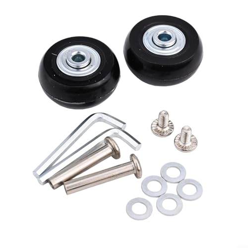 Qualoramall Juego de 2 ruedas de goma para maleta, ruedas giratorias de goma, silenciosas, resistentes al desgaste, kit de reparación de patines en línea para carrito de viaje, scooter (40 mm x 18 mm)
