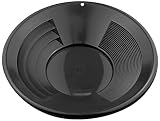 SE 14 Inch Gold Panning Pan - Dual Riffles for Easier Mining and Prospecting, Black