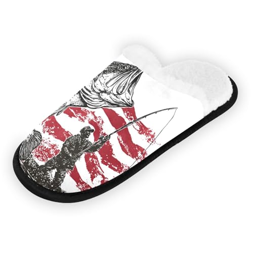 Painted Ocean Red Bass Fish Slippers For Women Men Soft Memory Foam Non-Slip Animal Winter Indoor House Shoes Travel Slipper2