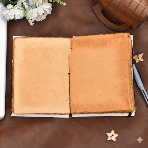 Image of Handmade Yogi Diary | 5x7 Inch Recycled Antique Paper Notebook (144 Pages) | Spiritual Journal with Elastic Closure | Eco-Friendly Chakra-Themed Gift | Made in India