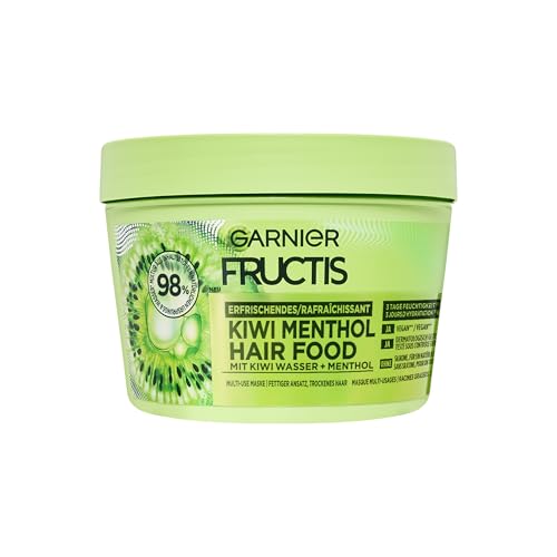 Garnier Fructis Erfrischendes Kiwi Menthol Hair Food Multi-Use Haarmaske mit Kiwi-Wasser und Menthol für Feuchtigkeit und Frische 400 ml