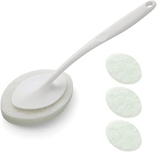MARMODAY Cepillo para platos con 3 cabezales de repuesto para cocina con mango y fregadero, color blanco
