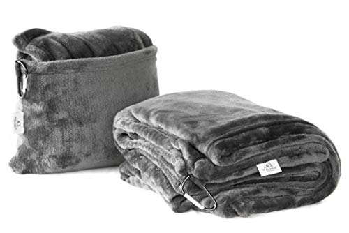 Maluhia Designs Travel Convertible Blanket Pillow Micro Fleece Ultra Soft Throw Charcoal Gray