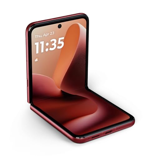 Image of Motorola Moto Razr Ultra 5G 2025, 512GB + 16GB RAM, Pantone Rio Red - Unlocked (Renewed)