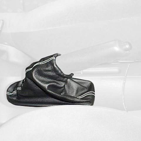 RedlineGoods ebrake Boot Compatible with Ford Focus Mk1 1998-07. Tailor Made - not Universal. Genuine top-Grade Italian Black Perforated Leather with Red Thread