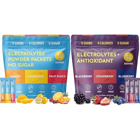 Keto Vitals Original & Berry Assorted 2 Pack Bundle Electrolytes Powder Packets Bundle | Keto Friendly Electrolyte Travel Packets | Variety Individual Packets | Energy Drink Mix | Zero Calorie Zero Cover
