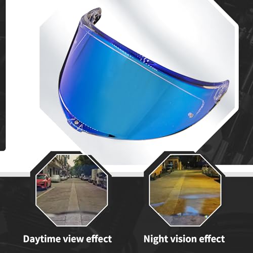Image of PSLER Shatterproof Motorcycle Helmet Visor for K6 K6s,Transparent Blue | Impact-Resistant ,UV400 Protection, Tinted Face Shield for K6 K6s,Helmet Accessories Replacement