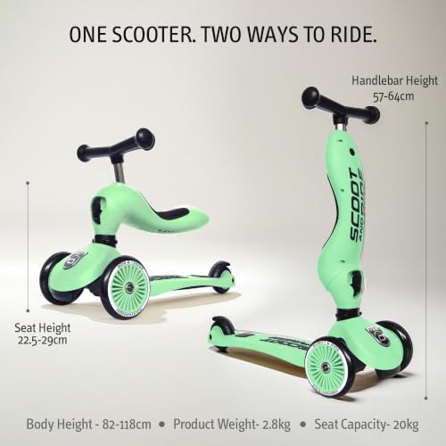 Image of Scoot & Ride 2-in-1 Ride-On & Stand Kids Scooter, Ages 1 to 5, Highwaykick 1, Kiwi