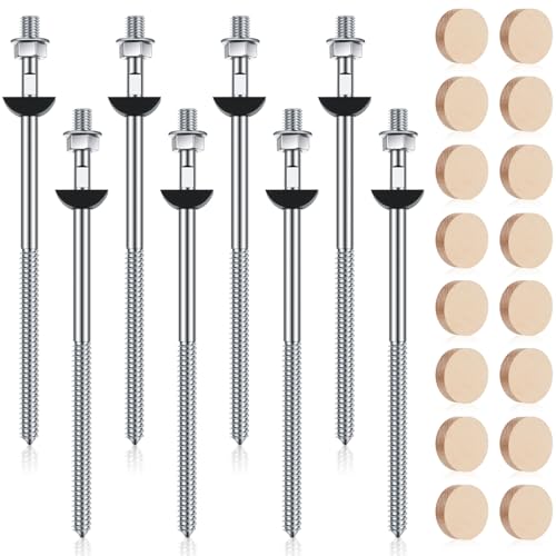Shimeyao 8 Set Wood Newel Mounting Kit Newel Post Fastener Installation Kit for Residential and Commercial Installation, Anchors Post Directly to Wood or Concrete Floor