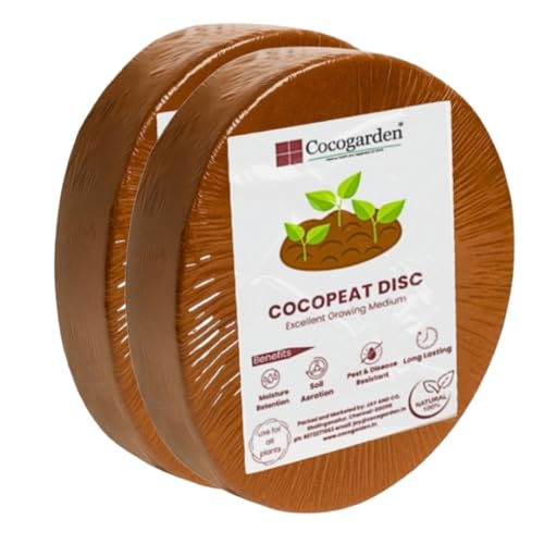 Image of Cocogarden Cocopeat Disc (100 mm, Pack of 2) | for Seedling, Germination, Home Gardening, Potting Soil Mix for Plants, Hydroponics
