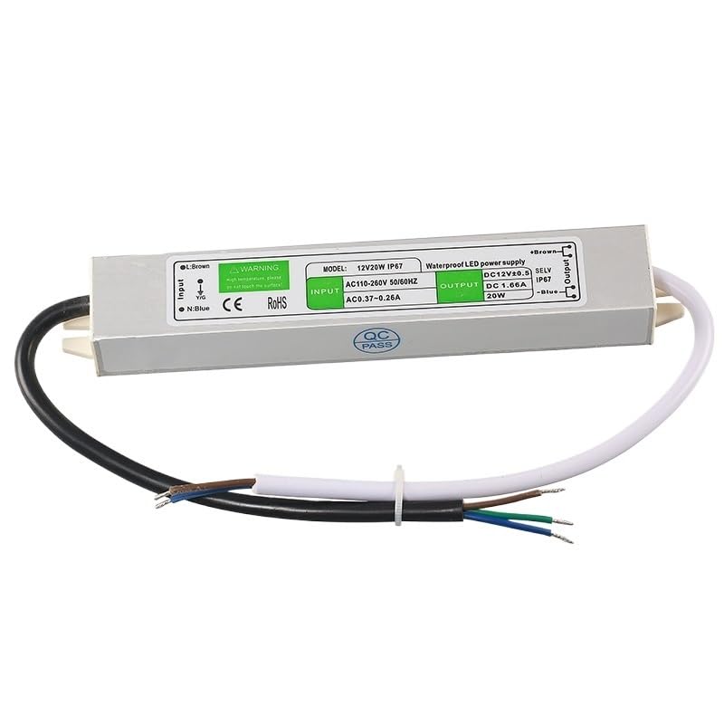 1pcs AC/DC 220V to 12V Power Lighting Transformer Switch LED Driver Waterproof IP67 Aluminum 10W 20W 30W for LED Light Strip(10W)