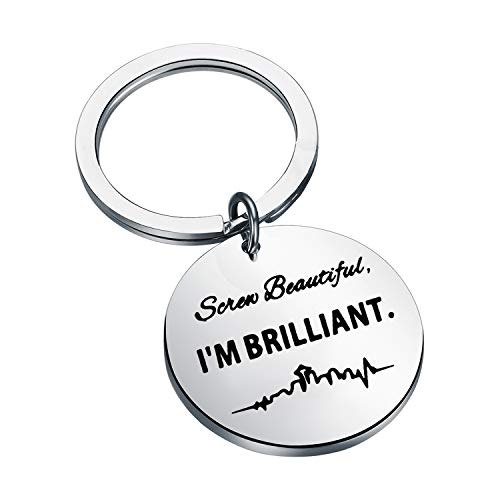 CHOORO Grey's Anatomy Jewelry Cristina Yang Screw Beautiful I'm Brilliant Keychain Greys Anatomy Inspired Jewelry (I'm Brilliant Keychain)
