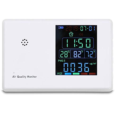 Digitales Luftqualitätsmessgerät HCHO, TVOC, CO2, PM2.5, PM10, Temperatur, Luftfeuchtigkeit Formaldehyd-Detektor Hygrothermograph Wecker Detektor