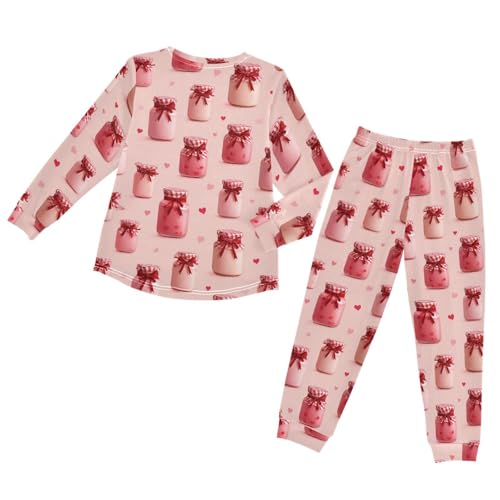 Jarred Pink Treats Pattern Soft Pajama Set for All Seasons,Breathable Pjs Long Sleeve Sleepwear,Comfy Loungewear 2 Piece Underwear Set 5T2