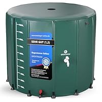 GRÜNTRAUM Regentonne faltbar 1000L XXL – Regenfass groß/Regenwassertonne/Wassertank faltbar – Wasserfass stabil – witterungsbeständig – mit Füllstandsanzeige & Air Wing System Garten (Grün, 1000L)