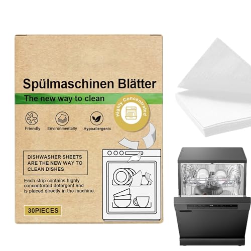 Hojas Para Lavavajillas Naturales - Tiras De Limpieza Ecológicas, Hojas De Detergente Biodegradables, Paquete Removedor De Grasa De 30 Piezas, Película De Lavado Disoluble | Solución De Limpieza Soste
