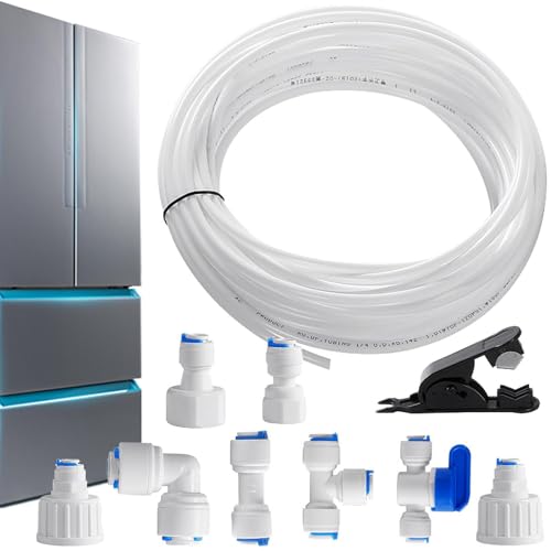 Kit de tuberías de agua para máquina de hielo – Kit de conexión de manguera de refrigerador, tubos de tratamiento de agua, manguera de agua potable de 15 m, tubo de agua potable para frigorífico, tubo