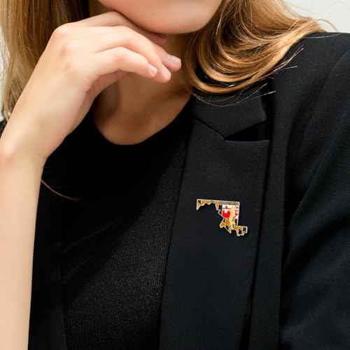 Image of State Shaped Map Lapel Metal Pin Enamel Brooch Keepsake Beautifully Designed for Backpack Hat
