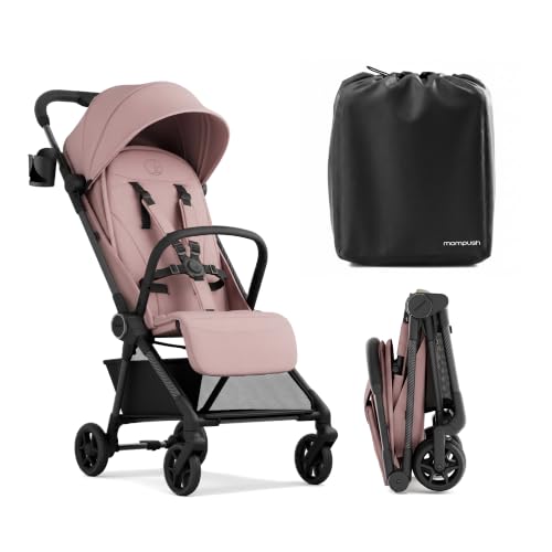 Mompush Nexis Carbon Fiber Lightweight Travel Stroller, Carry-On, Pink