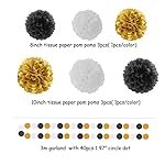Black Gold Graduation Party Decorations - 23pcs Kits Farewell Tissue Pom Poms Flowers,Streamers Banner,Tassel Garland 50th Men Birthday Bachelorette Baby Shower Decoration Bunting Lasting Surprise - Image 3