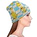 SVEFDOC Fashion Beanie Hats for Girls Boys, Blue Checkered Funny Rubber Duck Hedging Head Hat Skull Hat for Cycling Party, Stretch Sleep Cap Windproof Dancer Cap