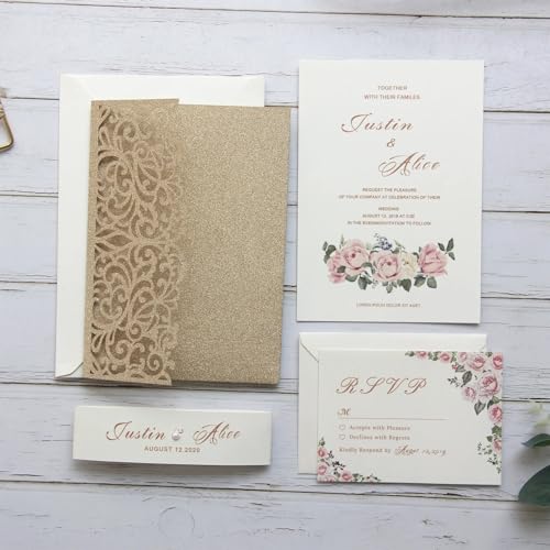 Tarjetas de boda premium con relieve brillante e impresión a medida 40 unidades 3