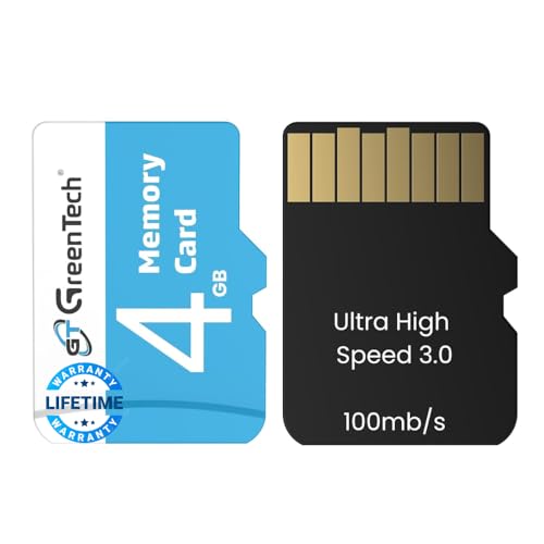 Image of GreenTech 4 GB Micro SD Memory Card with Ultra High Speed 3.0 | Full HD Video Resolution | Upto 100 Mbps Read Speed |Suitable for Tablet, Car Recorder, Camera, Smart Phone, Surveillance, Drone