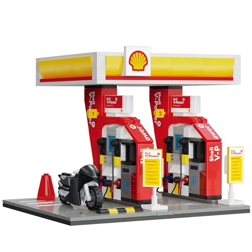 Set CaDA Gasolinera Shell Mini de bloques de construcción coleccionable con luces LED de DeQuBe 2