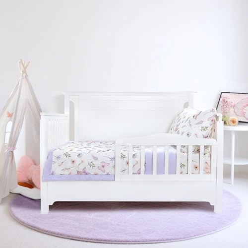 Image of Pea Pod Muslin Toddler Bedding Set 3-Piece - Soft Breathable Crib Bedding with Fitted Sheet, Quilt & Pillowcase for Infant & Kids Bed | Machine Washable Nursery Bed Set (Butterfly)