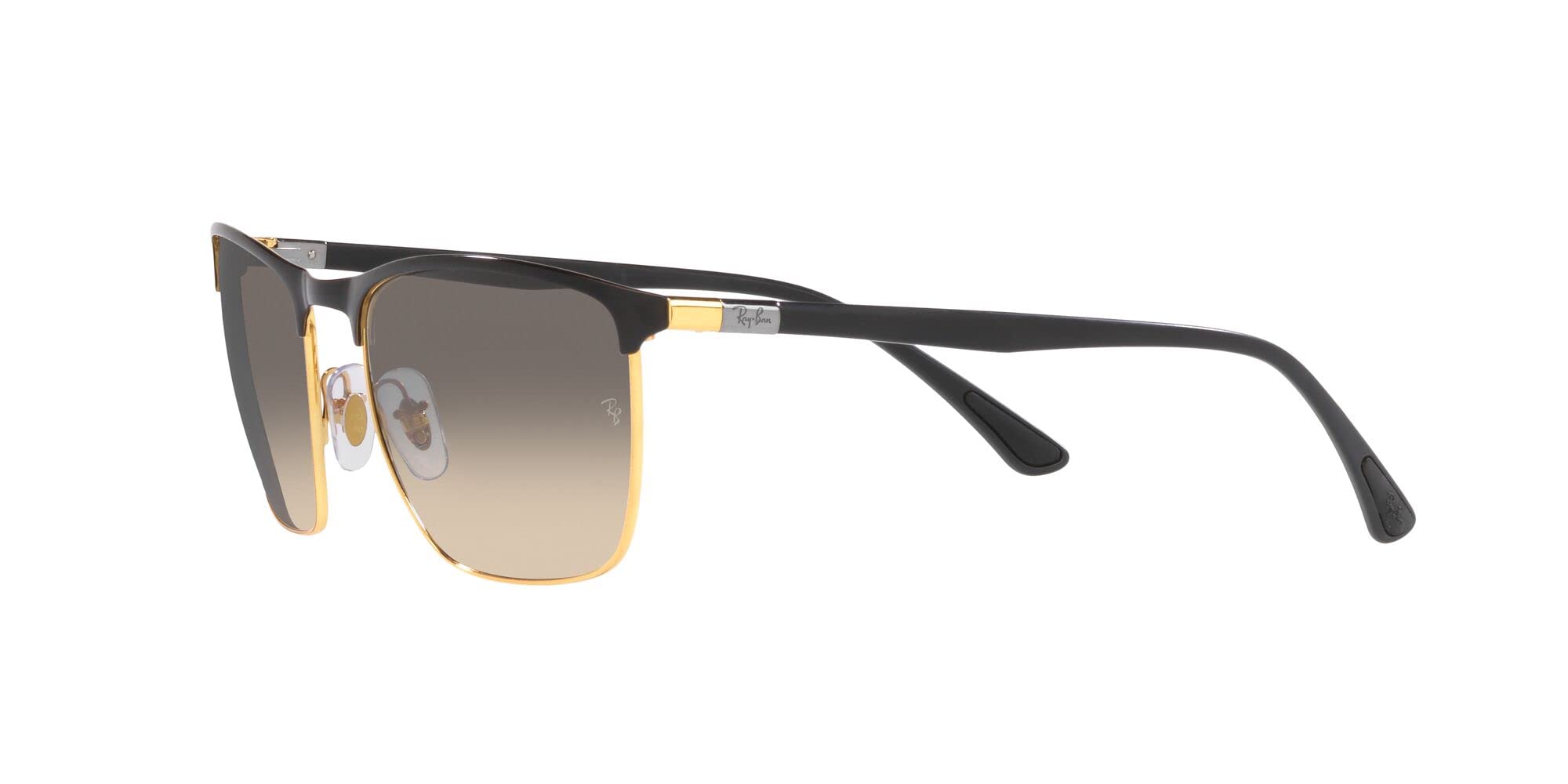 Ray-Ban RB3686 kwadratowe okulary przeciwsłoneczne - 57 mm, Czarny na złotym/przezroczysty gradient szary, 57 mm