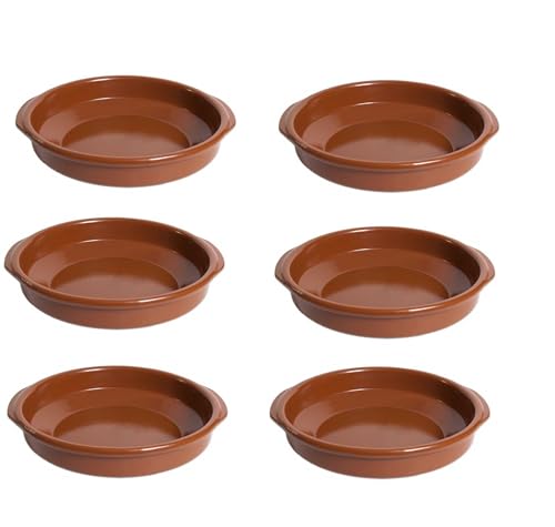 PCMoviles Cazuelas de Barro, Set de 6, 12cm, Terracota, Esmaltadas, Aptas para Horno
