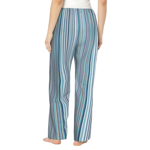 Pantalon imprimé à rayures verticales élastique et fluide avec poches - 3