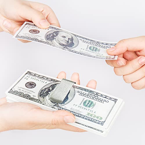 Geldklammern Set Edelstahl Geldscheinklammer Silber Geldclip Geld Klammer für Geldscheine Quittung Note Kreditkarte 52x20mm (2 Stück)