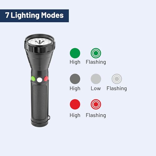 Image of TechPride Tri-Color Signal LED Torch with Type-C Charging | Red, Green & White LED Light Modes | Rechargeable Flashlight for Railway Signaling, Patrolling, Search & Rescue Operations