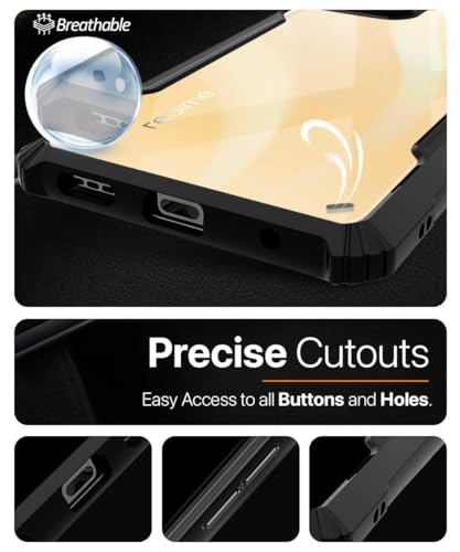Image of WOW IMAGINE TPU+PC Shock Proof Clear Protective Back Case for Realme Narzo 60X 5G, Realme 11 5G, Realme 11X - 360 Degree Camera Protection, Transparent Hybrid Mobile Cover - Black