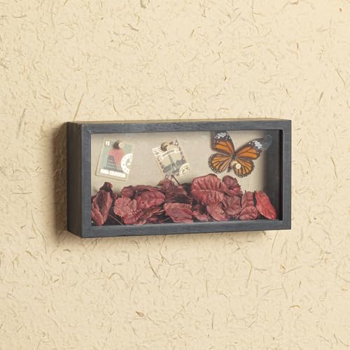 Image of Shadow Box Frame 5x10 Shadow Box Display Case with Linen Back of Awards Memorabilia Flower, Pictures, Keepsakes、Bouquet、Medals and More Photos Memory Box Long Skinny Black
