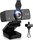 Webcam, 1080P HD Web Camera with Microphone for Desktop Computer Laptop, PC Streaming USB Camera 110-Degree Wide Angle with Privacy Cover Tripod Mic for Study, Conference, Video Calling, Gaming