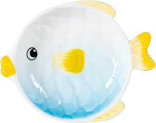 Cute Fish Mini Side Sauce Dishes - 1.2 Oz Blue Soy Sauce Dish for Soya Sauce Sushi Ketchup Olive Oil Appetizer, Ceramic Small Bowls for Dips (single pack)