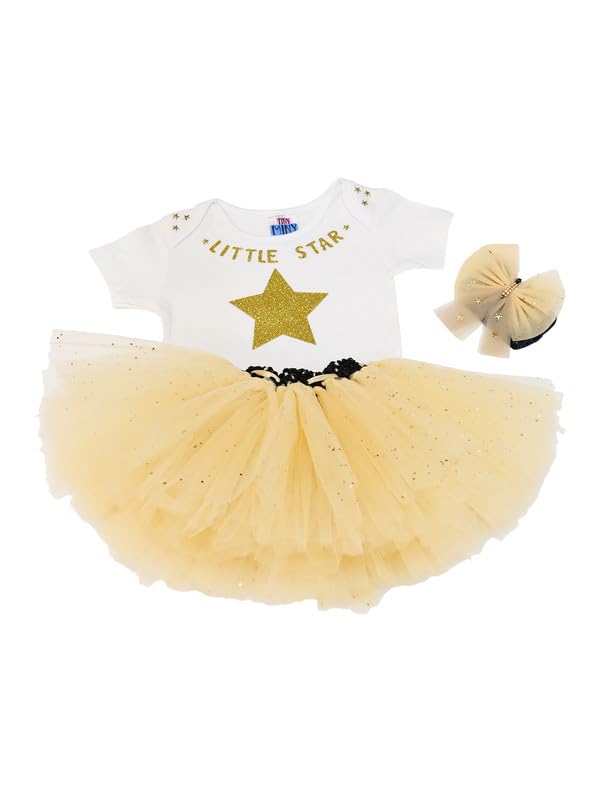 TINY MINY MEELITTLE STAR EMBELLISHED BODYSUIT, SKIRT & HEADBAND