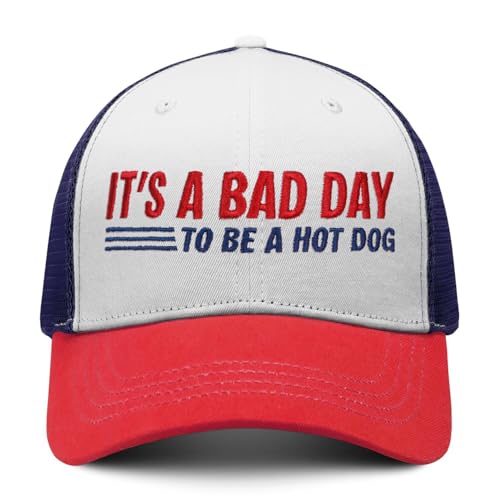 Its a Bad Day to Be a Hotdog Hat Snapback Baseball Embroidered Hat for Men Women Hot Dog Cap Vintage Trucker Hats Red