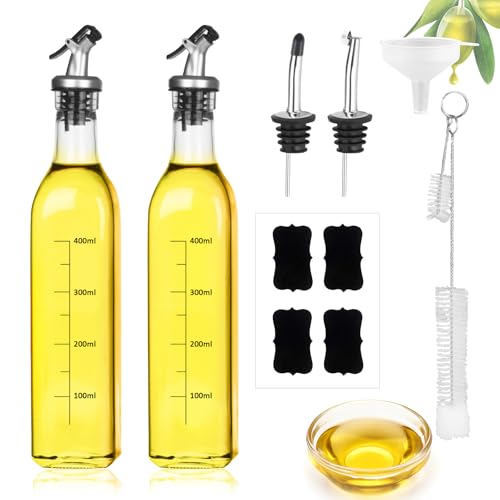 Dachiy Pack De 2 Bouteilles En Verre 500 Ml Avec Bec Verseur, Bouteille Huile, Distributeur, Entonnoir Transparent, Adaptées Pour Cuisine, Grill, Cuisine