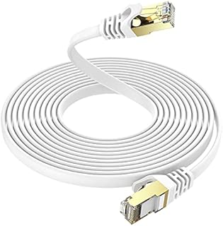 Ercielook Cat 7 Ethernet Cable 30m, High Speed Shielded Flat Internet Cable with Clips, Faster Than Cat6 LAN Wire