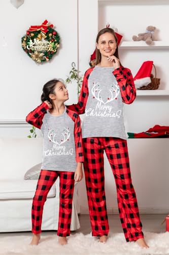 Umeyda Matching Christmas Pjs For Family,Pajamas Christma Sets, Xmas Holiday Family Sleepwear Outfits Men, Grid Deerhead, XL3
