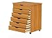 Jela Original Roll Cart, Solid Wood, 6 Drawer Extra Wide Drawers Roll Carts, Medium Pine