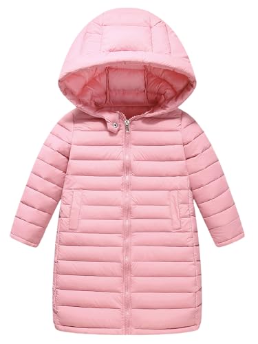 Happy Cherry Kids Long Down Coat Girls Zipper Puffer Hooded Jacket Boy's Lightweight Winter Jackets Outwear