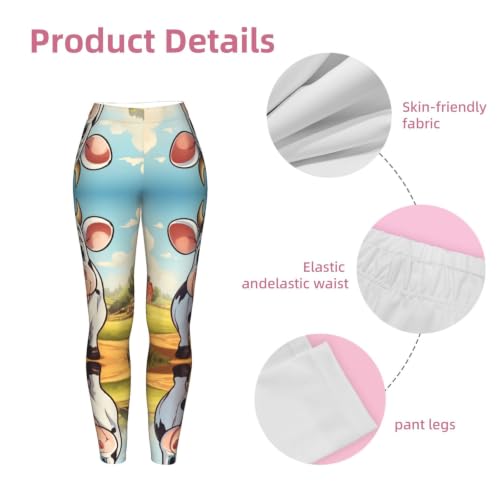 Leggings de compresión suave estampados con patrón de vaca elásticos 6