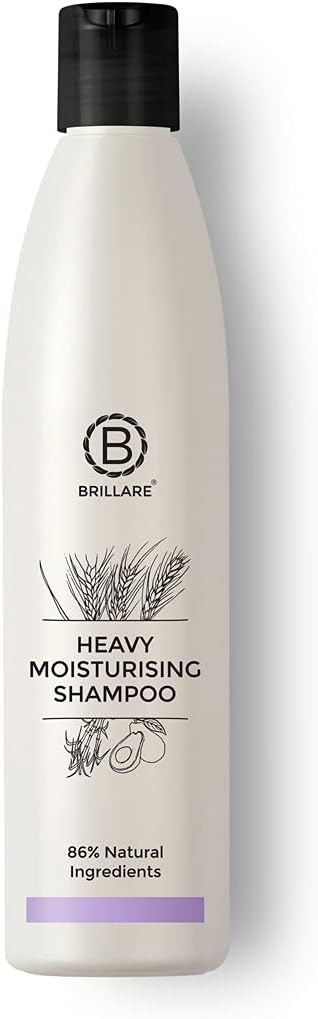 Brillare Heavy Moisturising Shampoo, For Frizzy, Dry, Undernourished Hair, 300 ml, Wheat Germ & Avocado Fruit, 100% Vegan, Natural, Paraben-Free